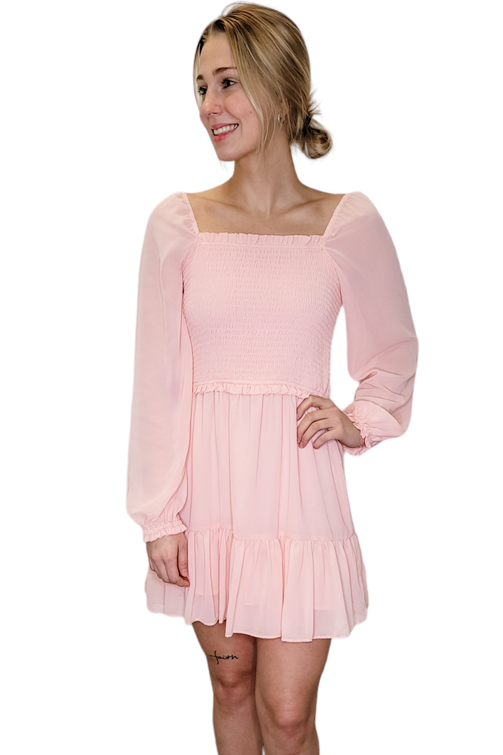 1. State Light Pink LS Mini Dress