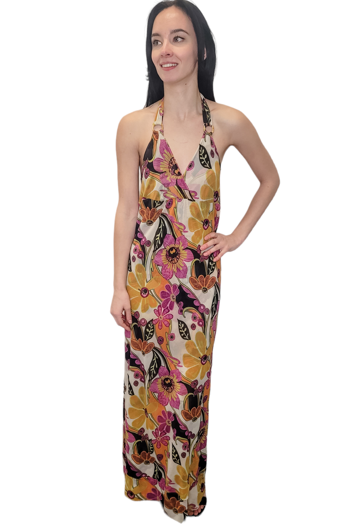 Silver Lining Multi Floral Halter Maxi Dress