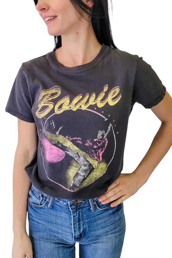 Retro Bowie Charcoal Star Graphic Tee