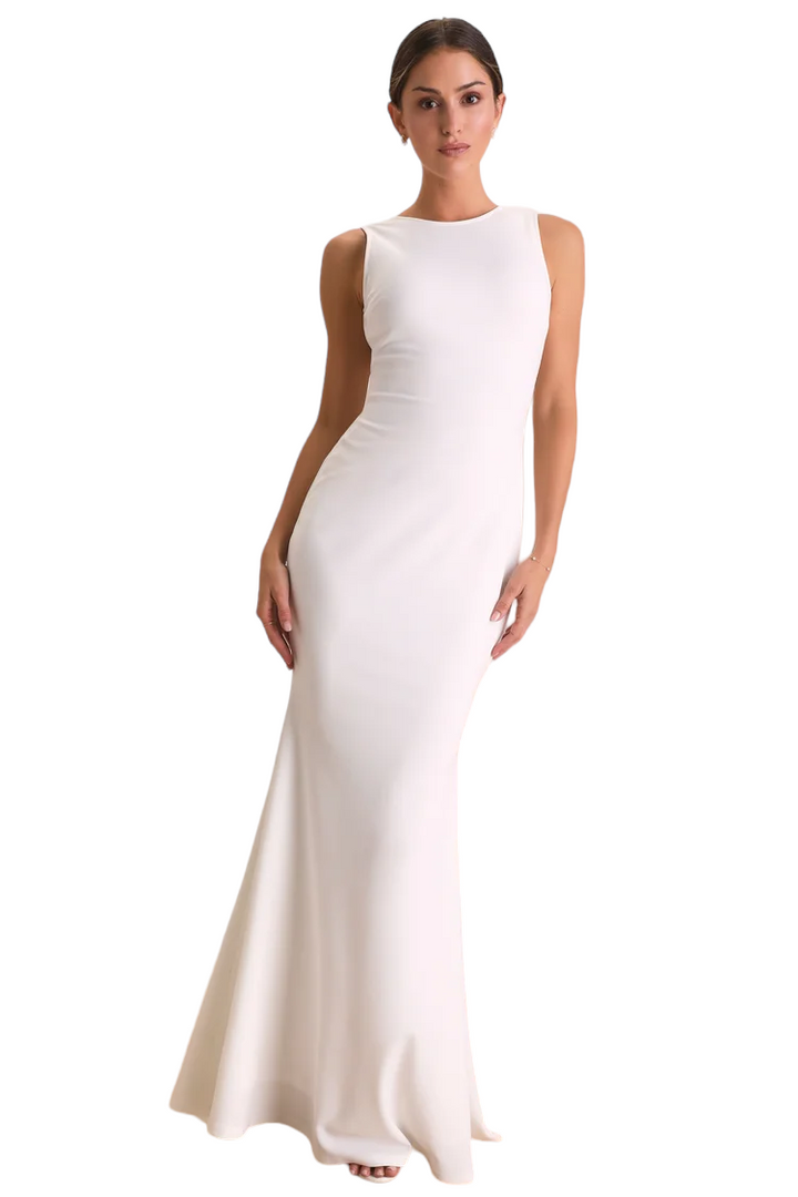 Lulus Va Va Voom White Backless Sleeveless Mermaid Maxi Dress