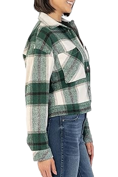 Kut From The Kloth Luciana Green & White Plaid Crop Jacket