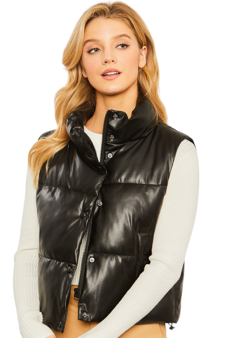 Black Faux Leather Vest