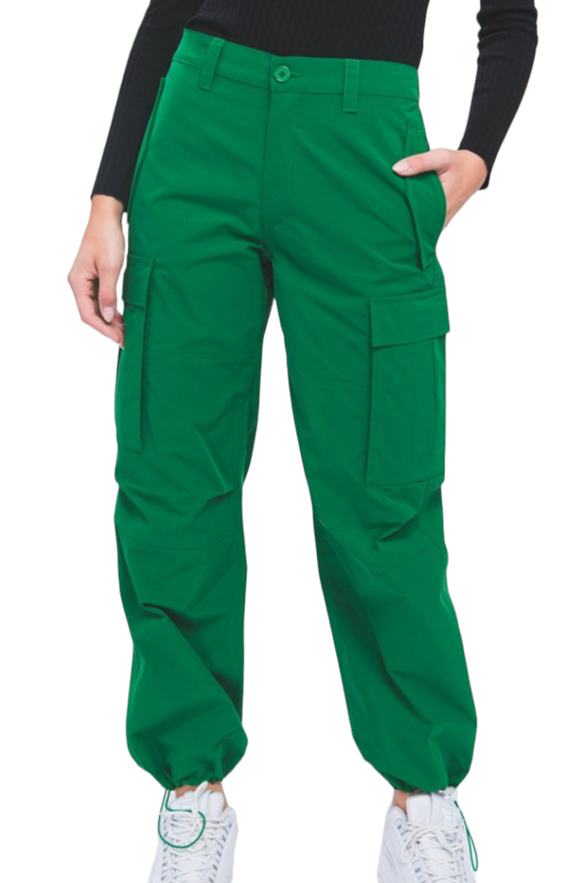 Green Cargo Pant Elastic Waist Joggers