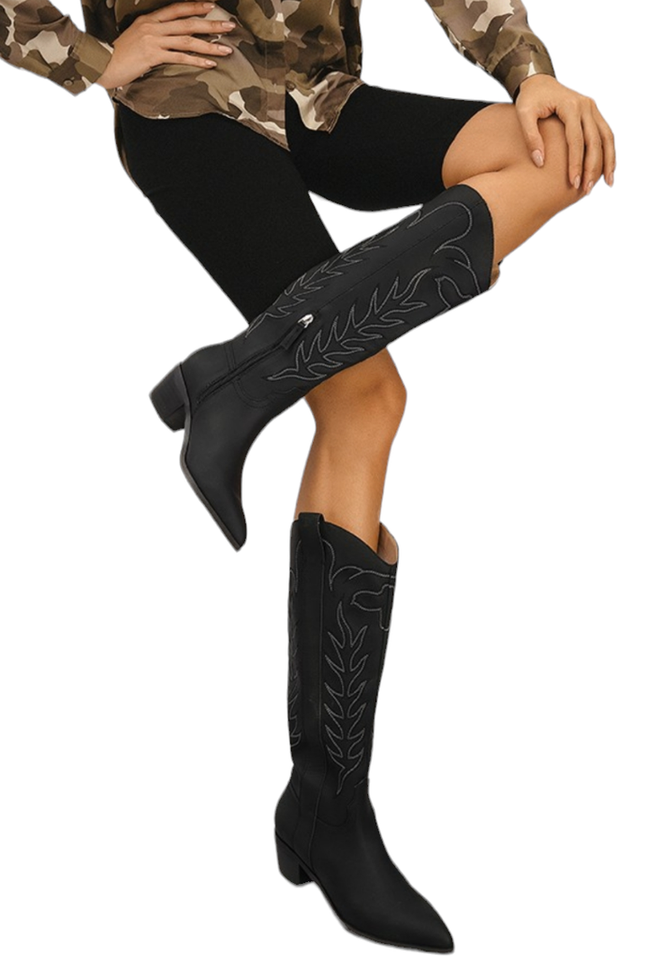 MiiM Black Inlay Cowboy Boots