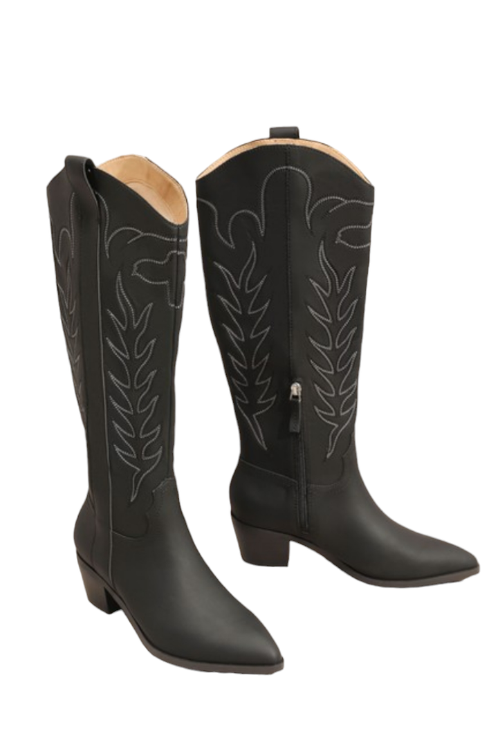 MiiM Black Inlay Cowboy Boots