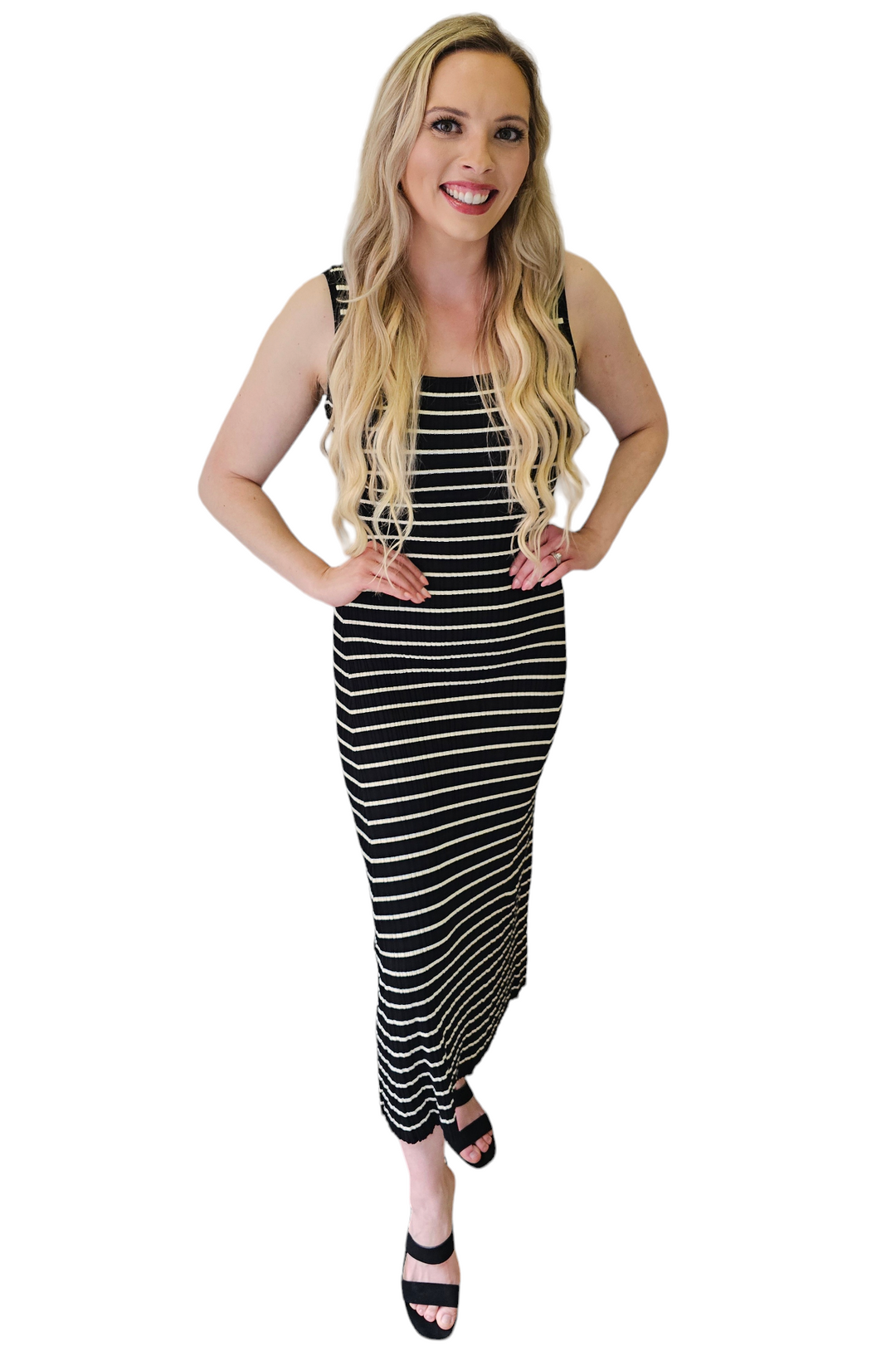 Black & Off White Stripe Knit Maxi Dress Luscious Boutique Black & Off White Stripe Knit Maxi Dress Luscious Boutique