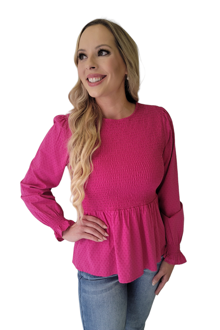 Michelle McDowell Hot Pink Berry Stevie Long Sleeve Top