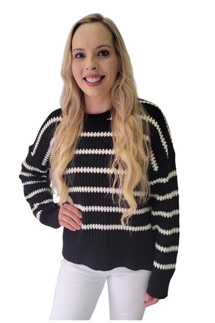 Black & White Striped Knit Sweater