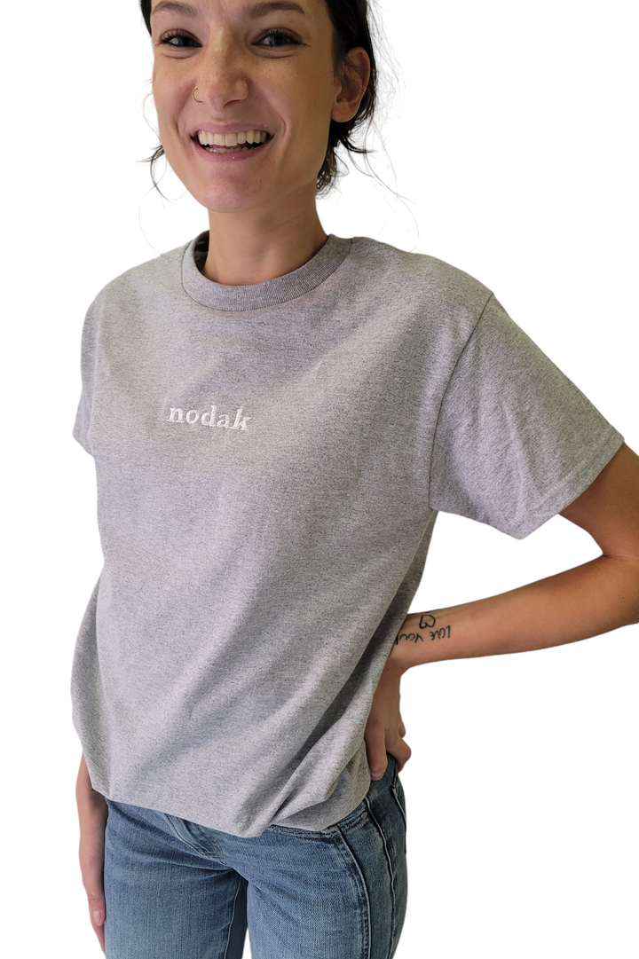 Grey Nodak Embroidered Tee