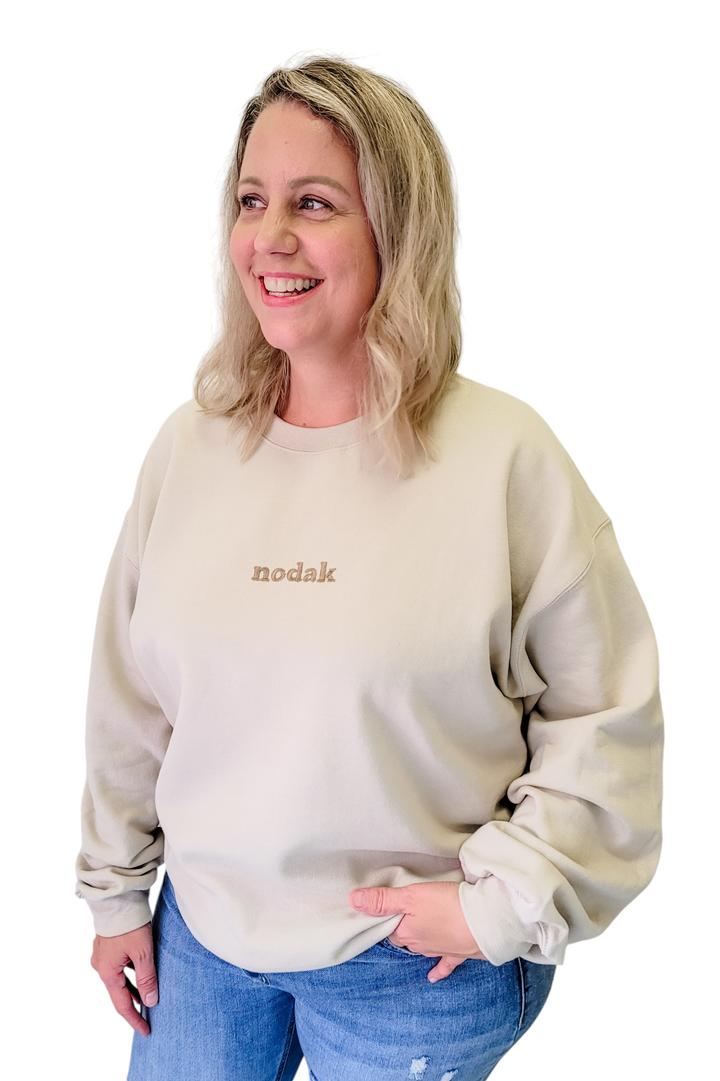 Nodak Tan Embroidered Crewneck Sweatshirt