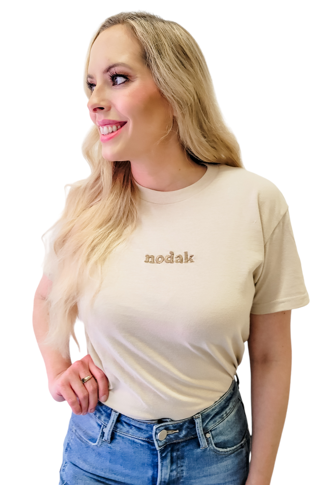 Tan Nodak Embroidered Tee