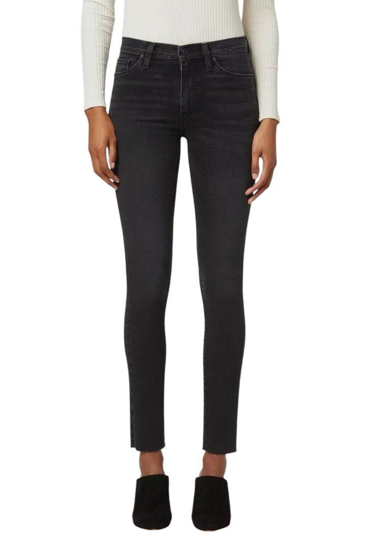 Hudson Grey Black Barbara High Waist Super Skinny Ankle Jeans