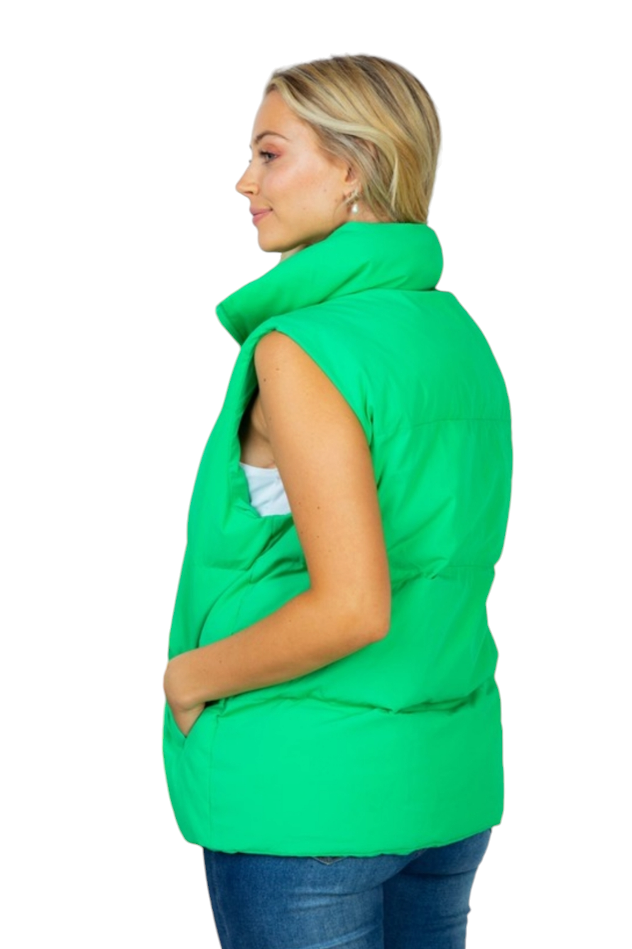 Kelly Green Zip-Up Padded Vest