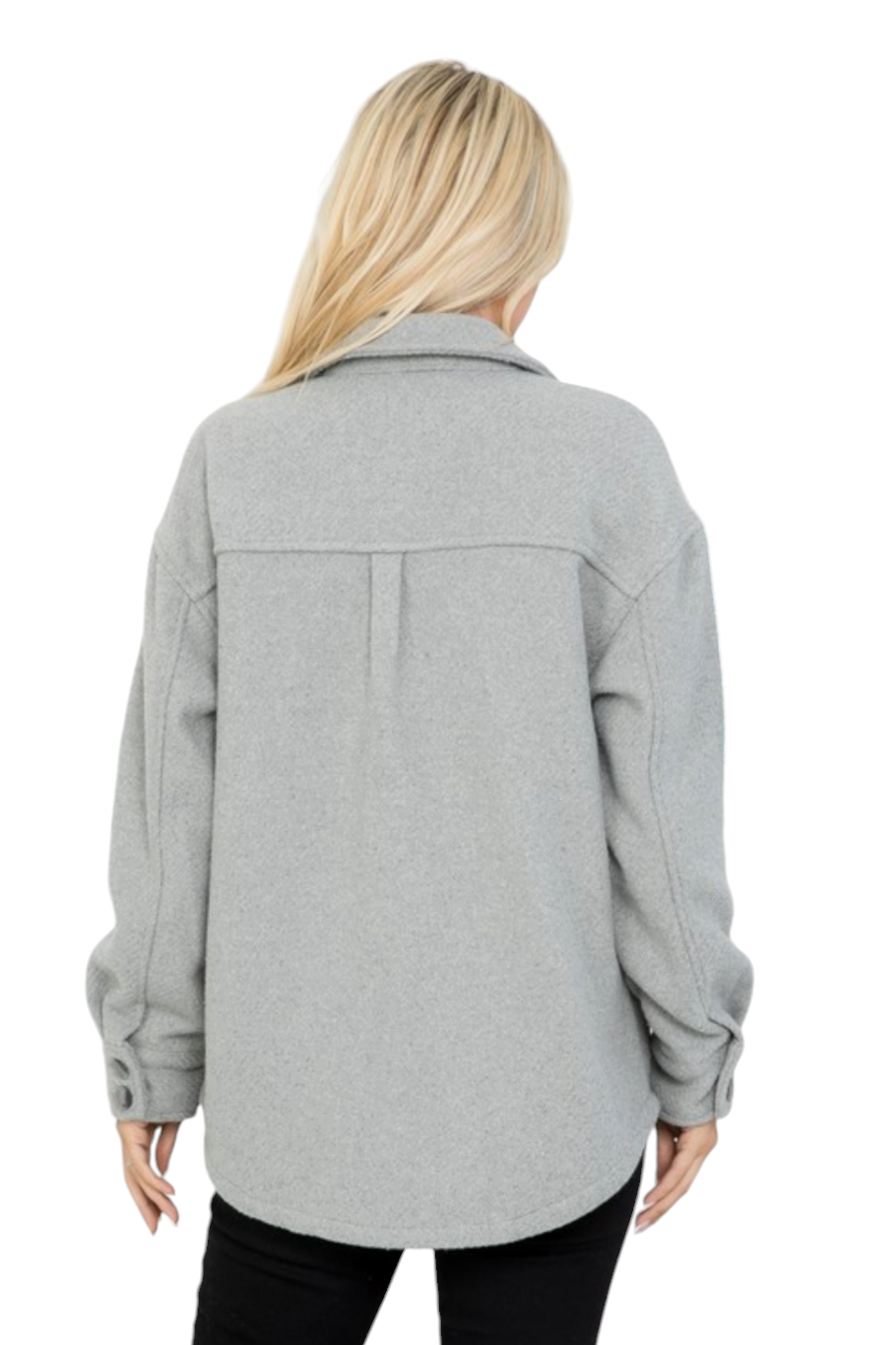 Heather Grey Oversized Button Shacket