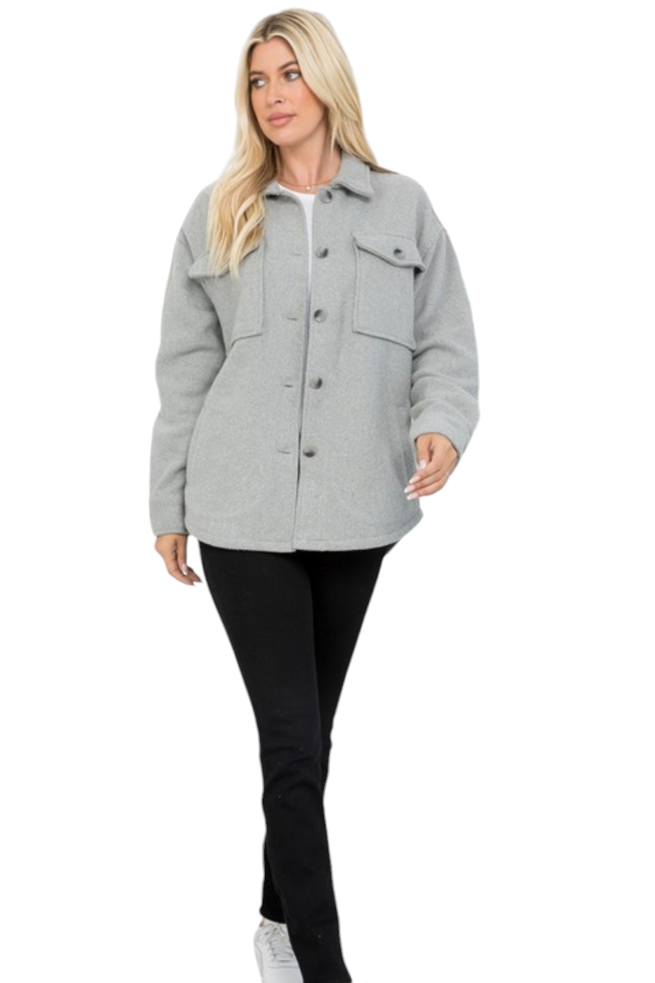 Heather Grey Oversized Button Shacket