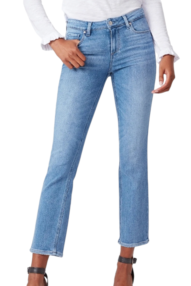 Paige Amber Mid Rise Straight Ankle Denim Jeans