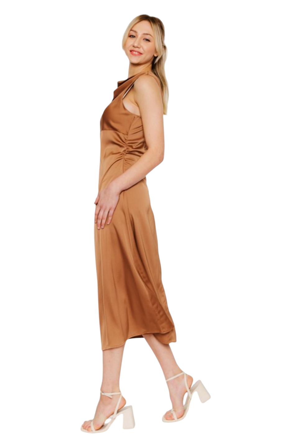 Almond Cowl Neck Midi Dress