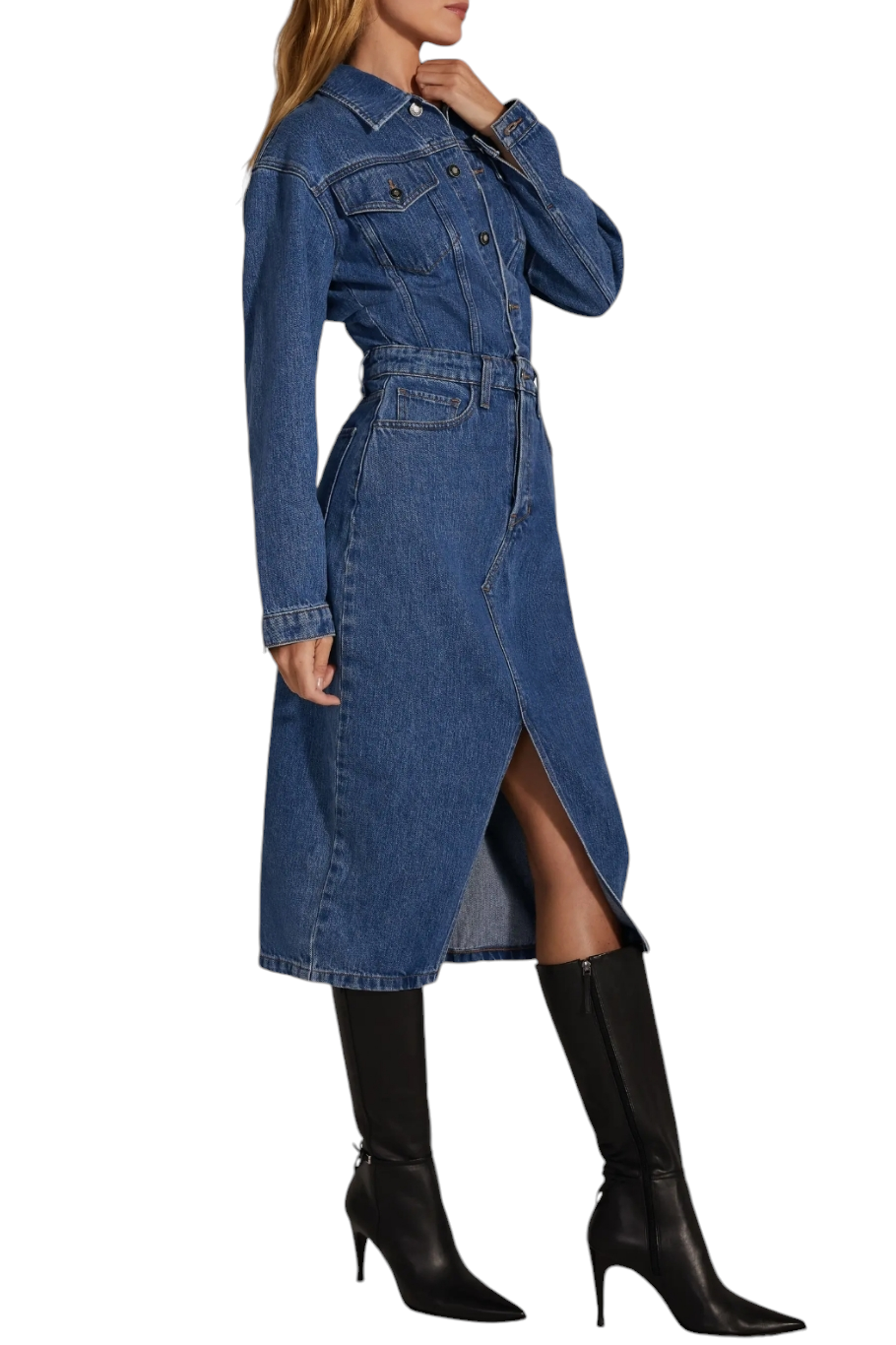 Favorite Daughter The City Medium Wash Denim Midi Dress