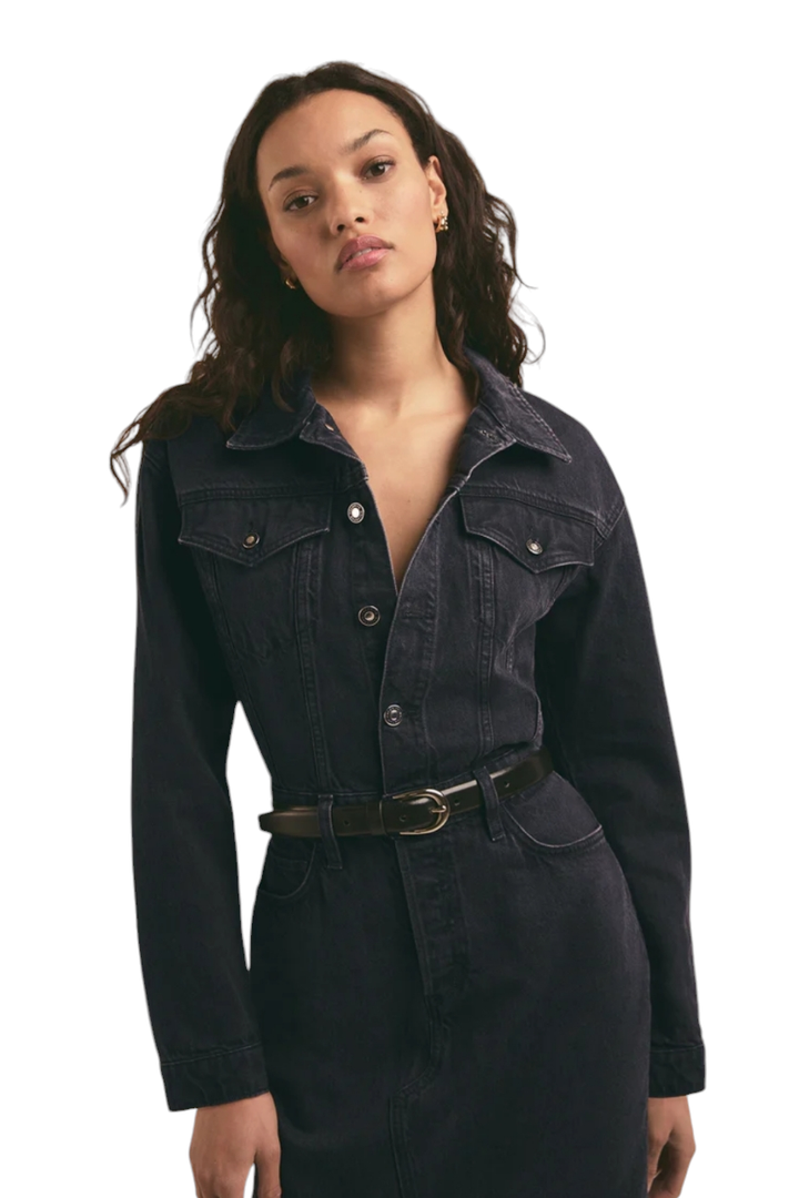 Favorite Daughter The City Asphalt Wash Denim Midi Dress