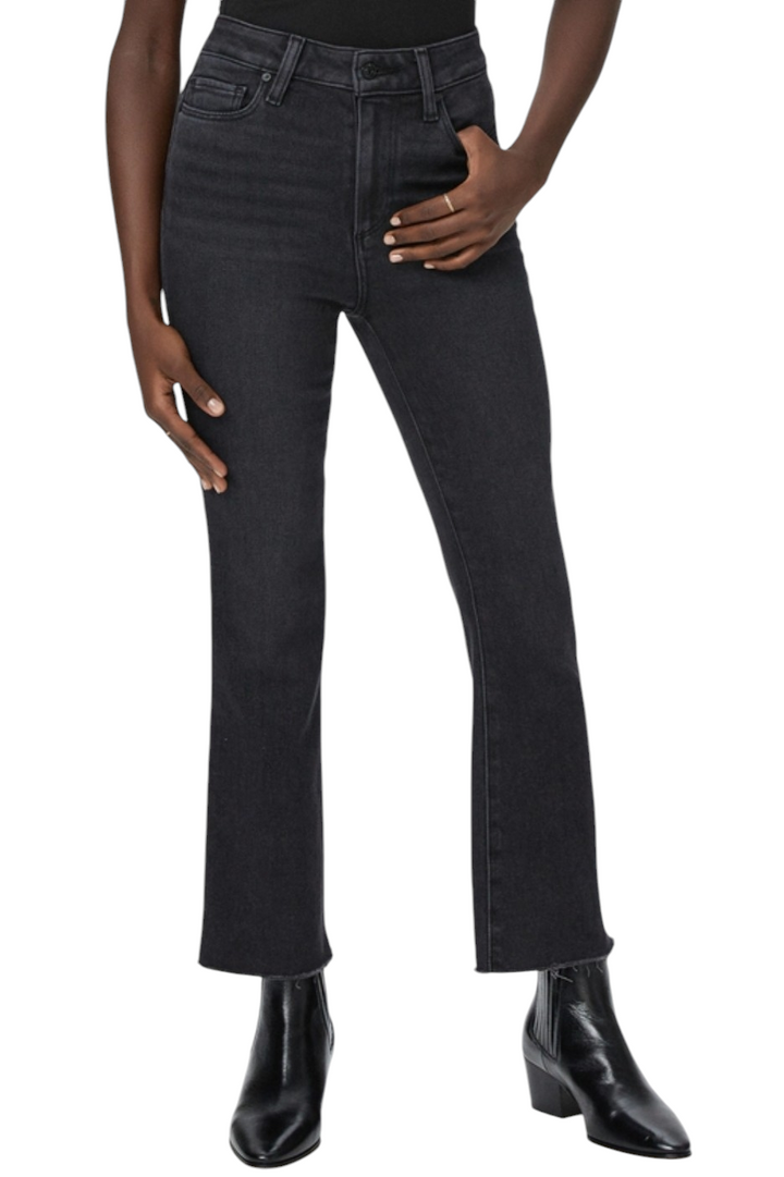 Paige Claudine Black High Rise Ankle Flare Denim Jeans