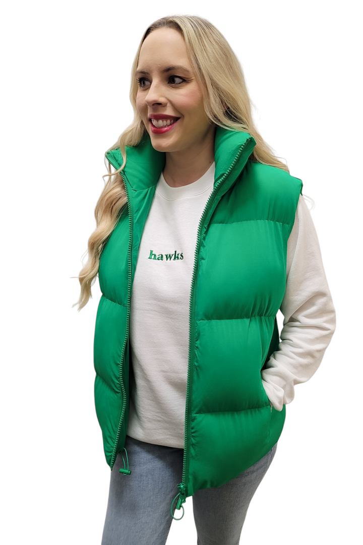 Kelly Green Zip-Up Padded Vest