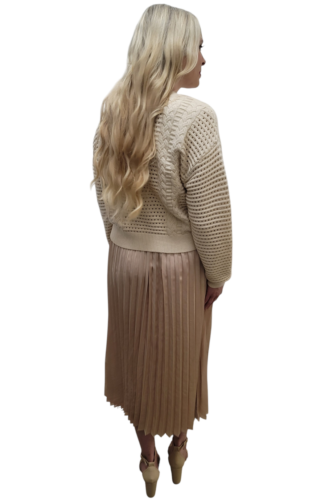 Champagne Sweater & Pleated Midi Dress Set Luscious Boutique Champagne Sweater & Pleated Midi Dress Set Luscious Boutique