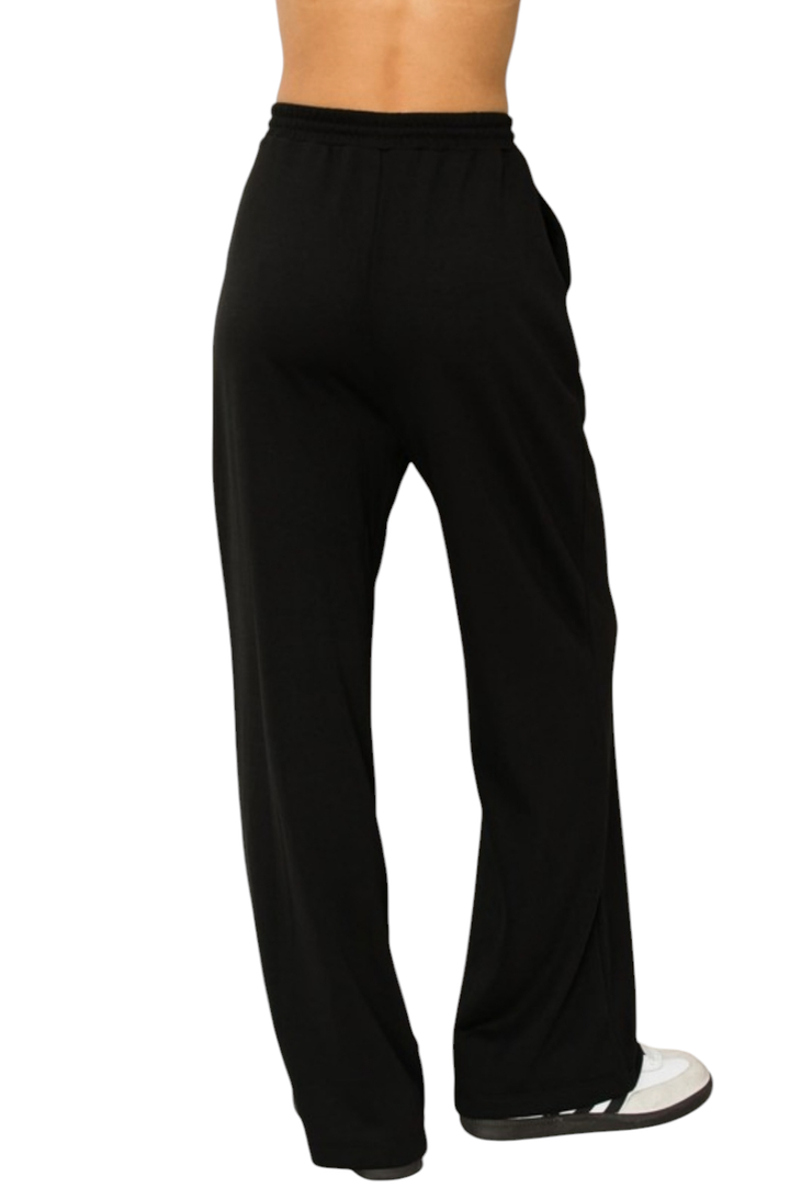 Black Drawstring Straight Jogger Pants