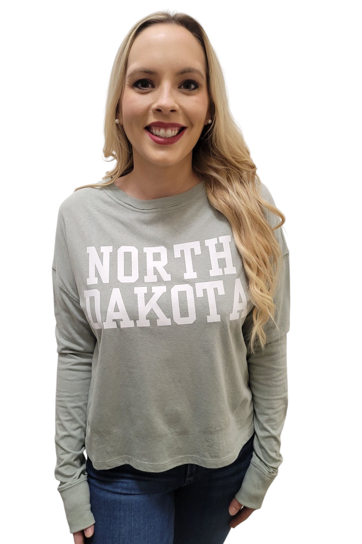 North Dakota Iceberg Green Long Sleeve Crewneck Tee