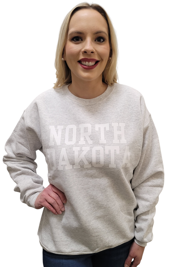 North Dakota Ash Grey Graphic Crewneck Sweatshirt