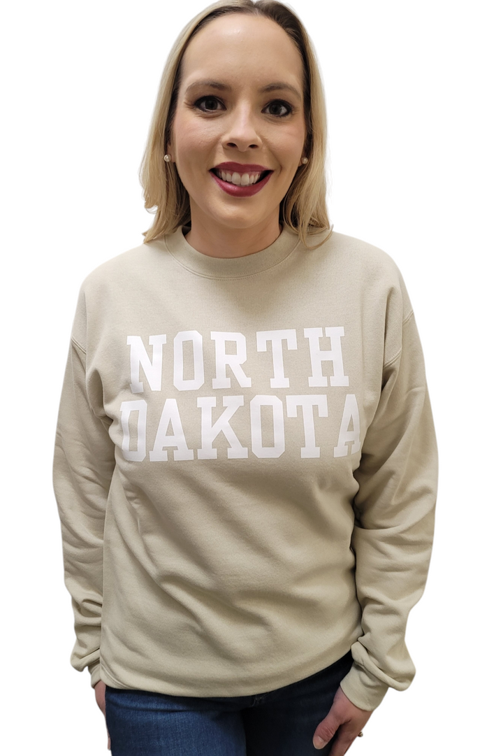 North Dakota Tan Graphic Crewneck Sweatshirt