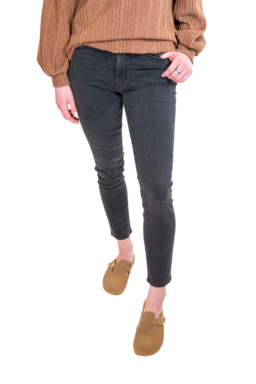 Hudson Grey Black Barbara High Waist Super Skinny Ankle Jeans