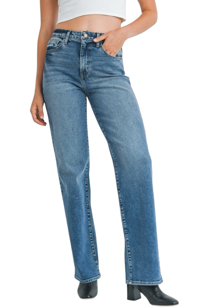 Just Black Denim Medium Wash Longer Lenth Straight Jeans