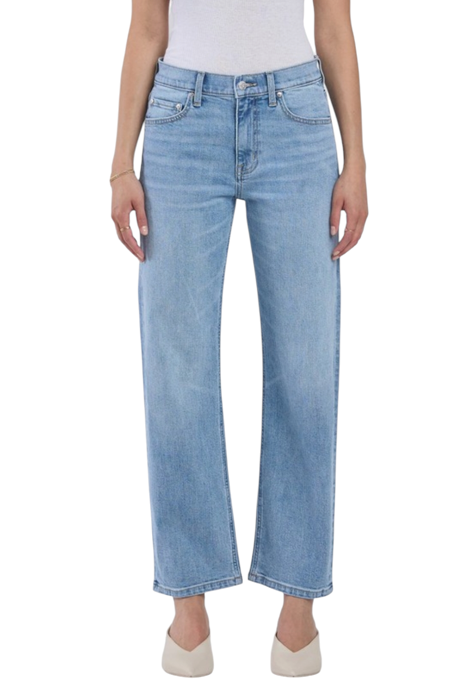 Eunina Danica Mid Rise Bowed Straight Jeans