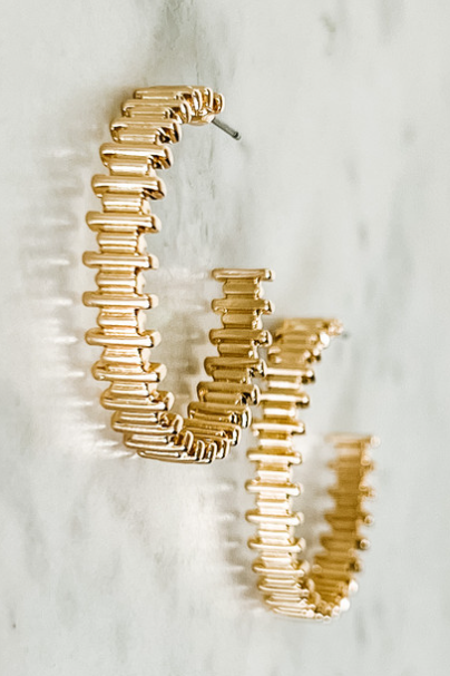 Gold Metal Hoop Earrings