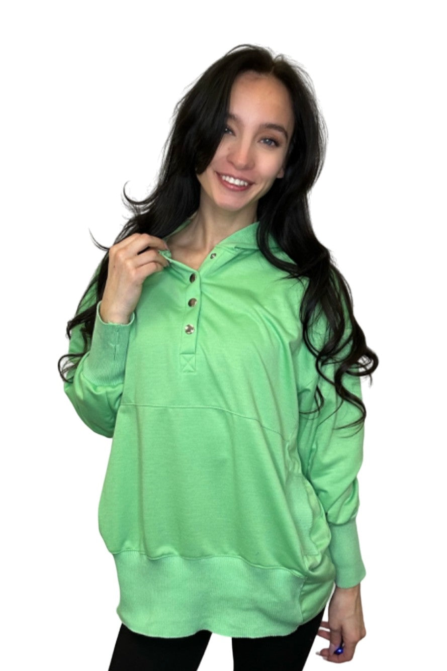Kelly Green Washed French Terry Oversized Hoodie