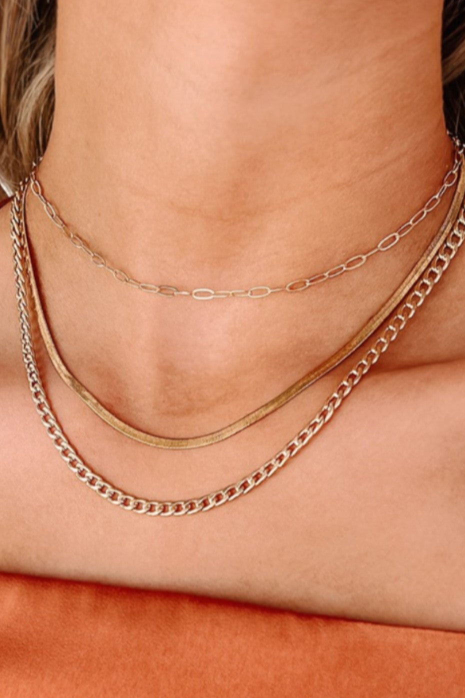 Gold Multi Chain Design Layered Necklace