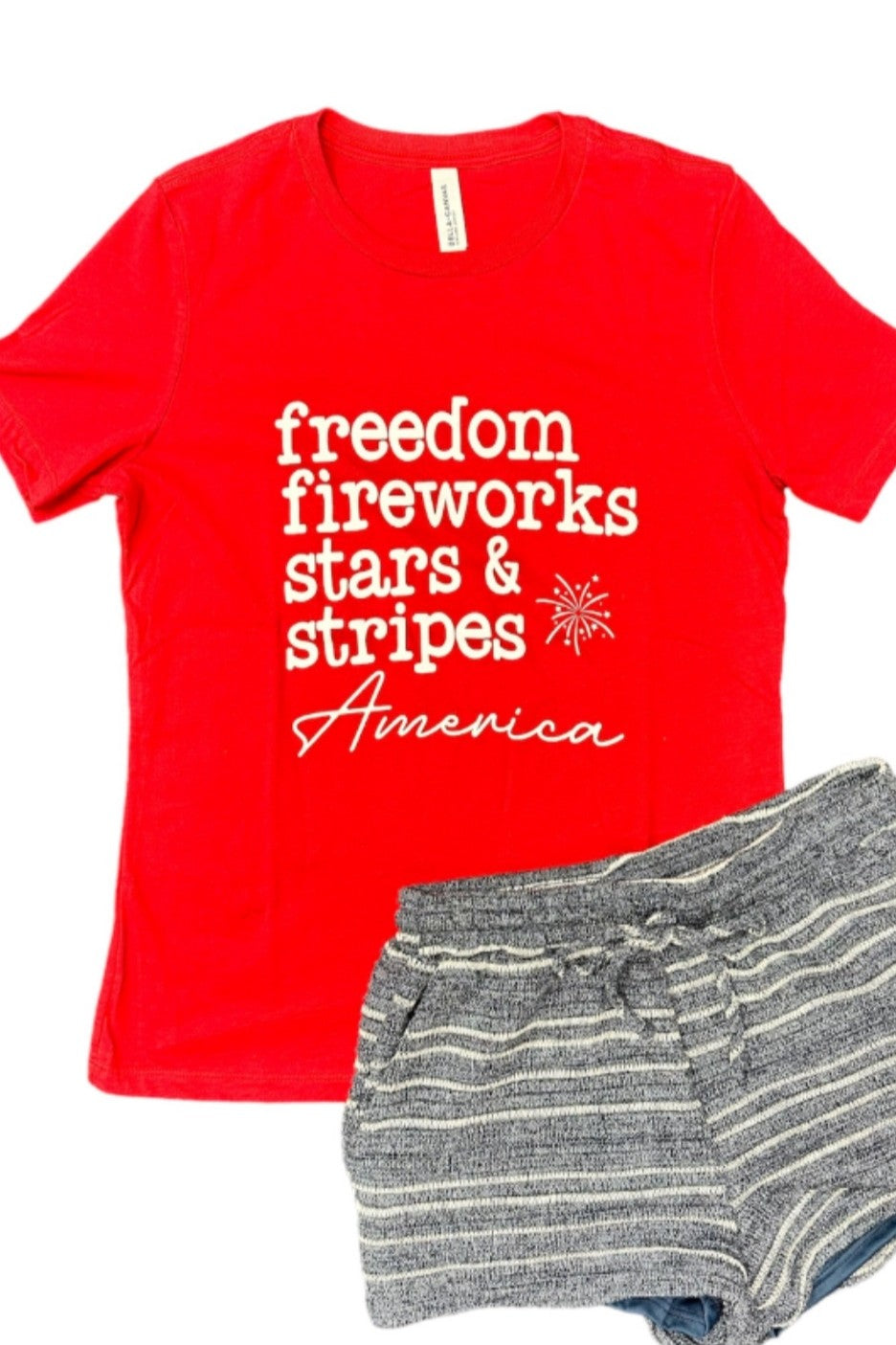 Freedom, Fireworks, Stars, Stripes & America Red Graphic Tee