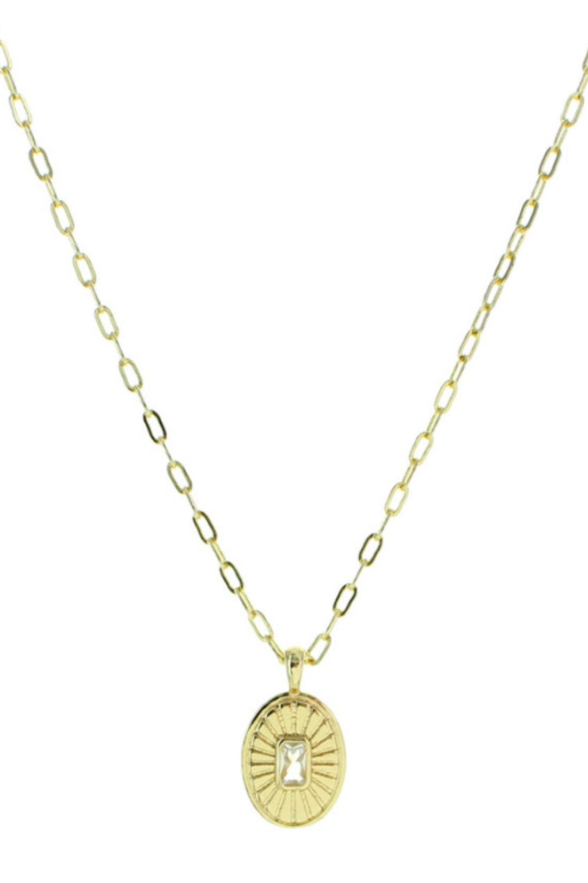 Gold Oval Pendant Necklace