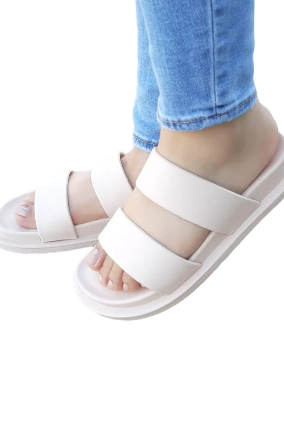 Beige Sophia Wide Strap Mod Foam Sandals