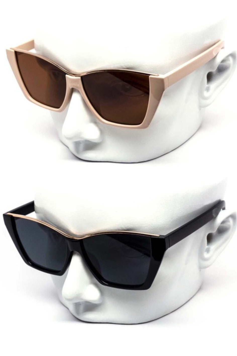 Elegant Minimal Cateye Gold Eyebrow Sunglasses