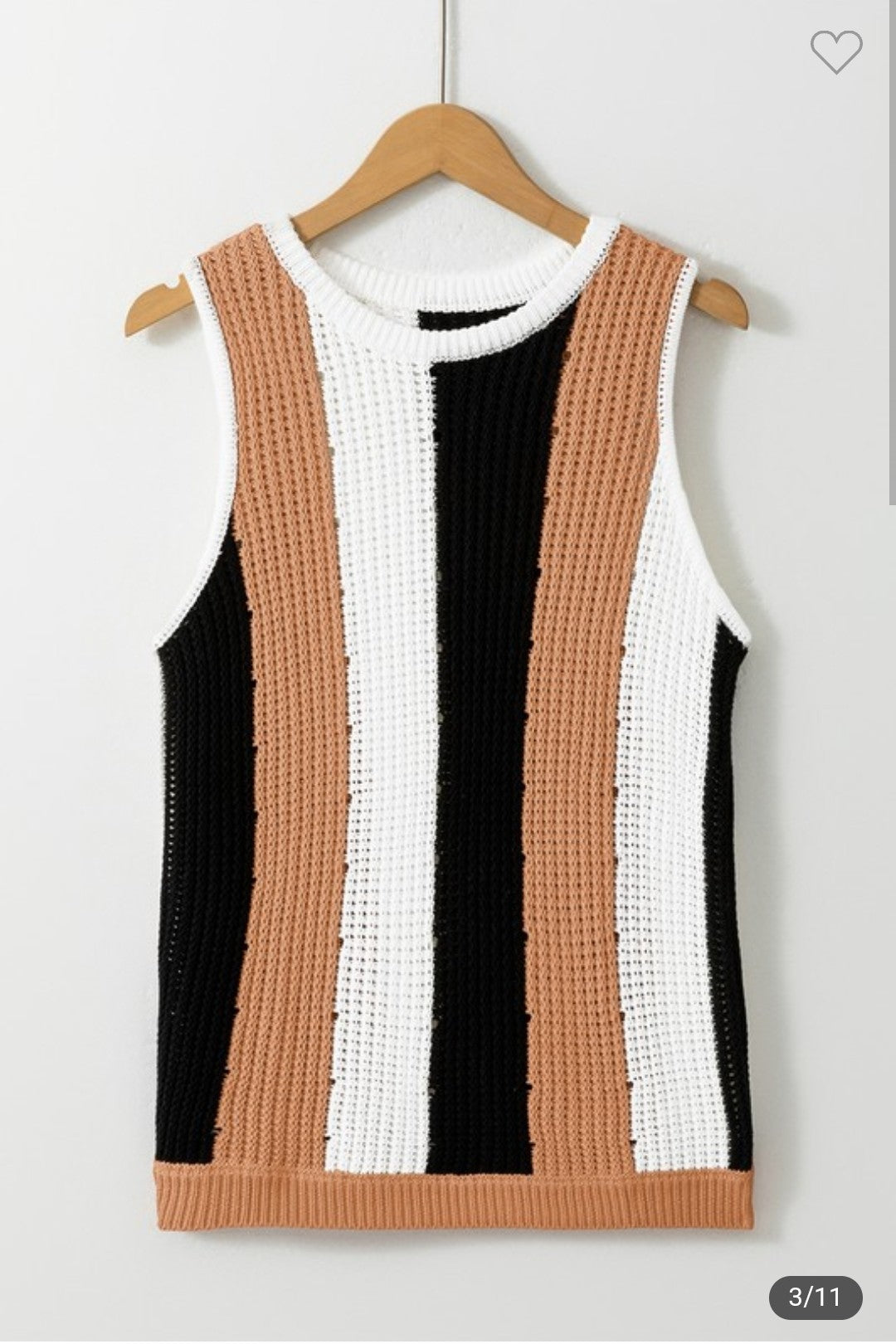 Khaki & Black Stripe Color Block Sleeveless Knitted Sweater Vest