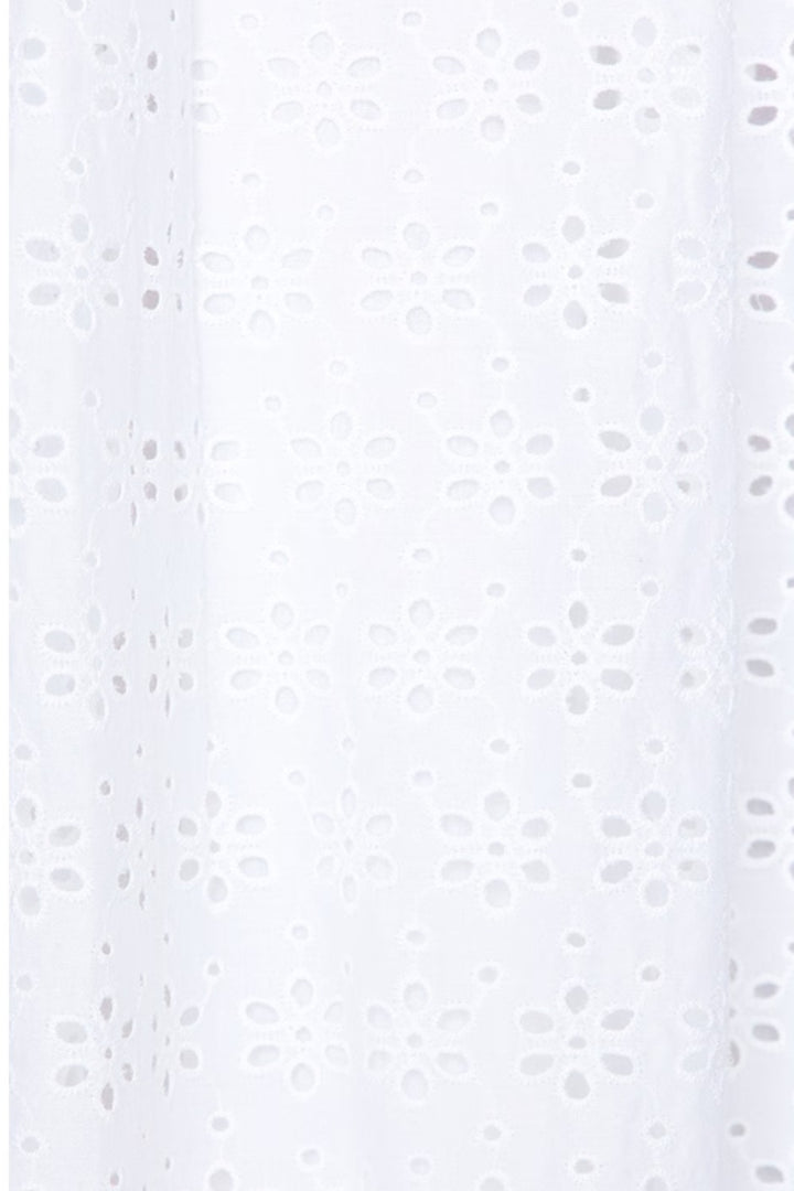 Bobi White Smocked Square Neck Eyelet Lace Maxi Dress