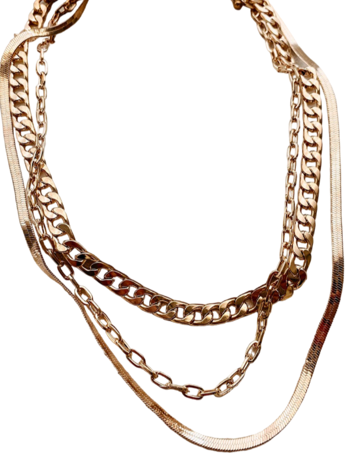 Gold Multi Layered Thick Chain Necklace
