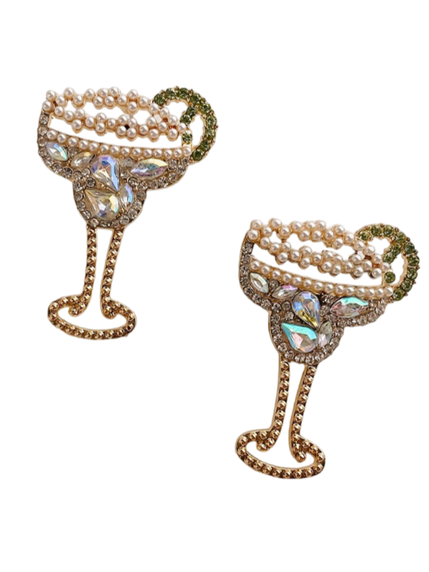 Gold Beaded Margarita Glass Earrings