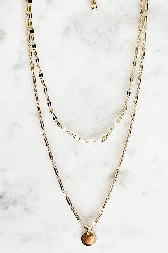 Gold Chain and Coin Dainty Layered Necklace