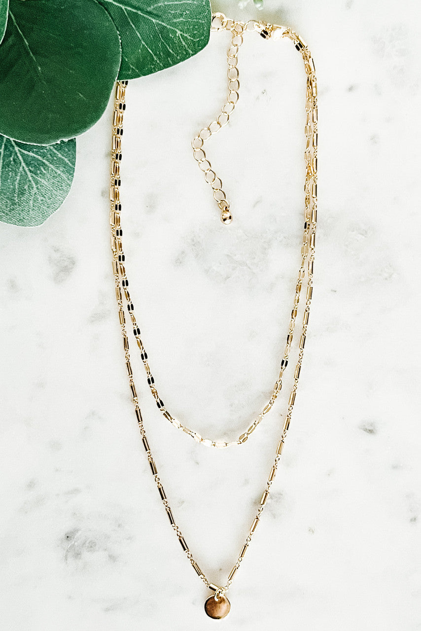 Gold Chain and Coin Dainty Layered Necklace
