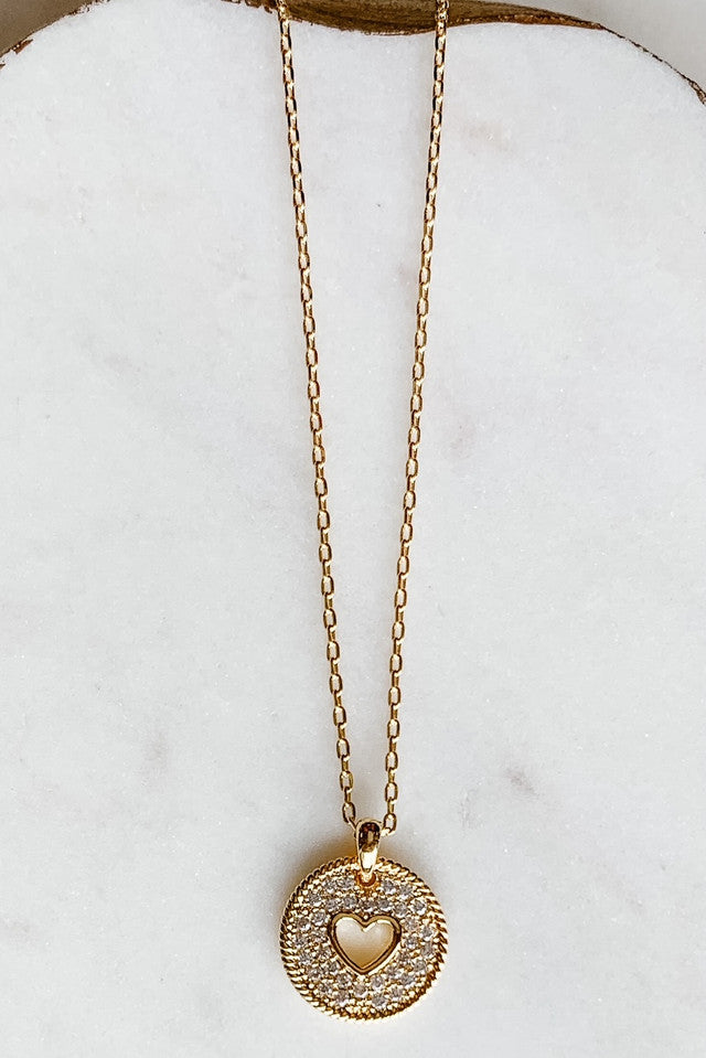 Gold Heart Circle Necklace