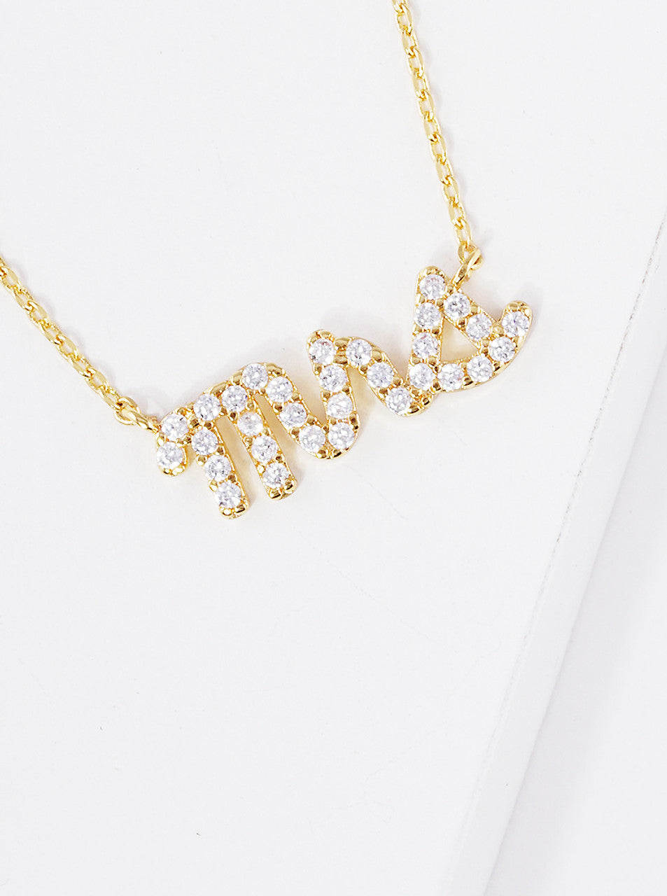 Gold "Mrs" Script Necklace