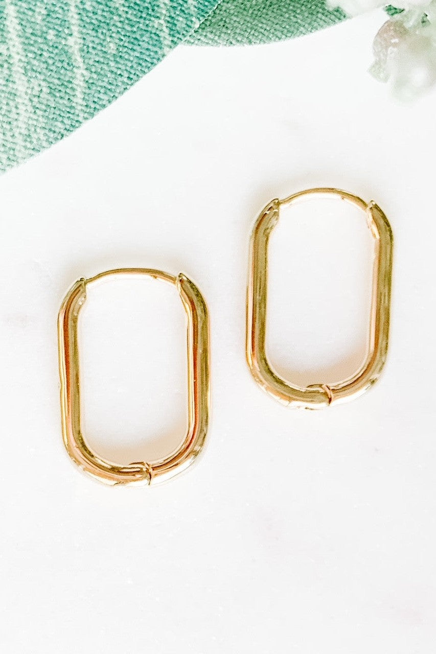 Gold Paperclip Huggie Earrings