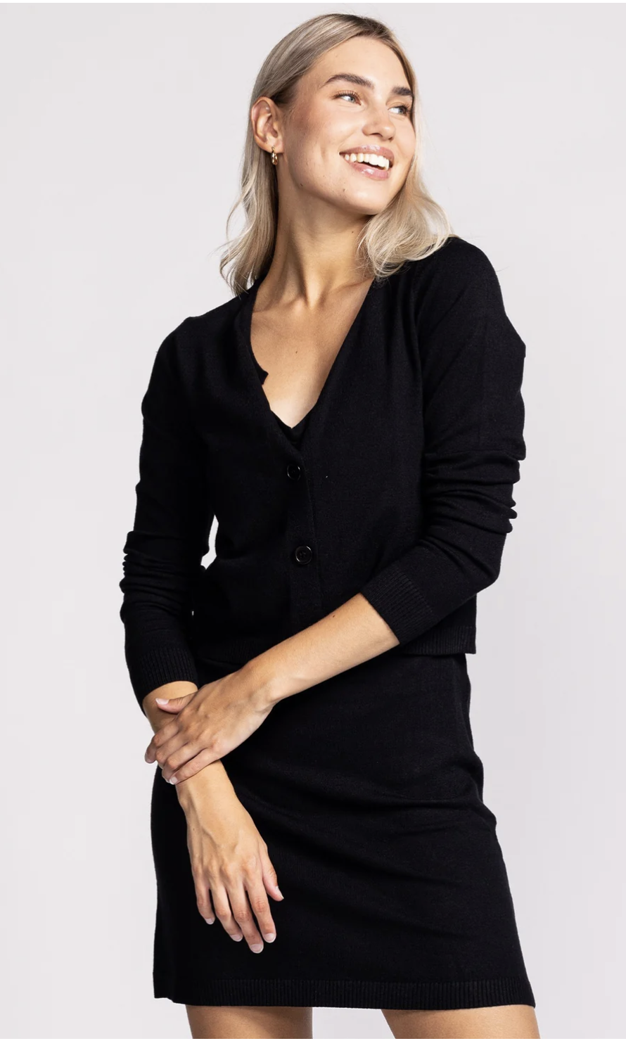 black dress with pink cardigan Spring Workwear You'll Love and Wear all the time